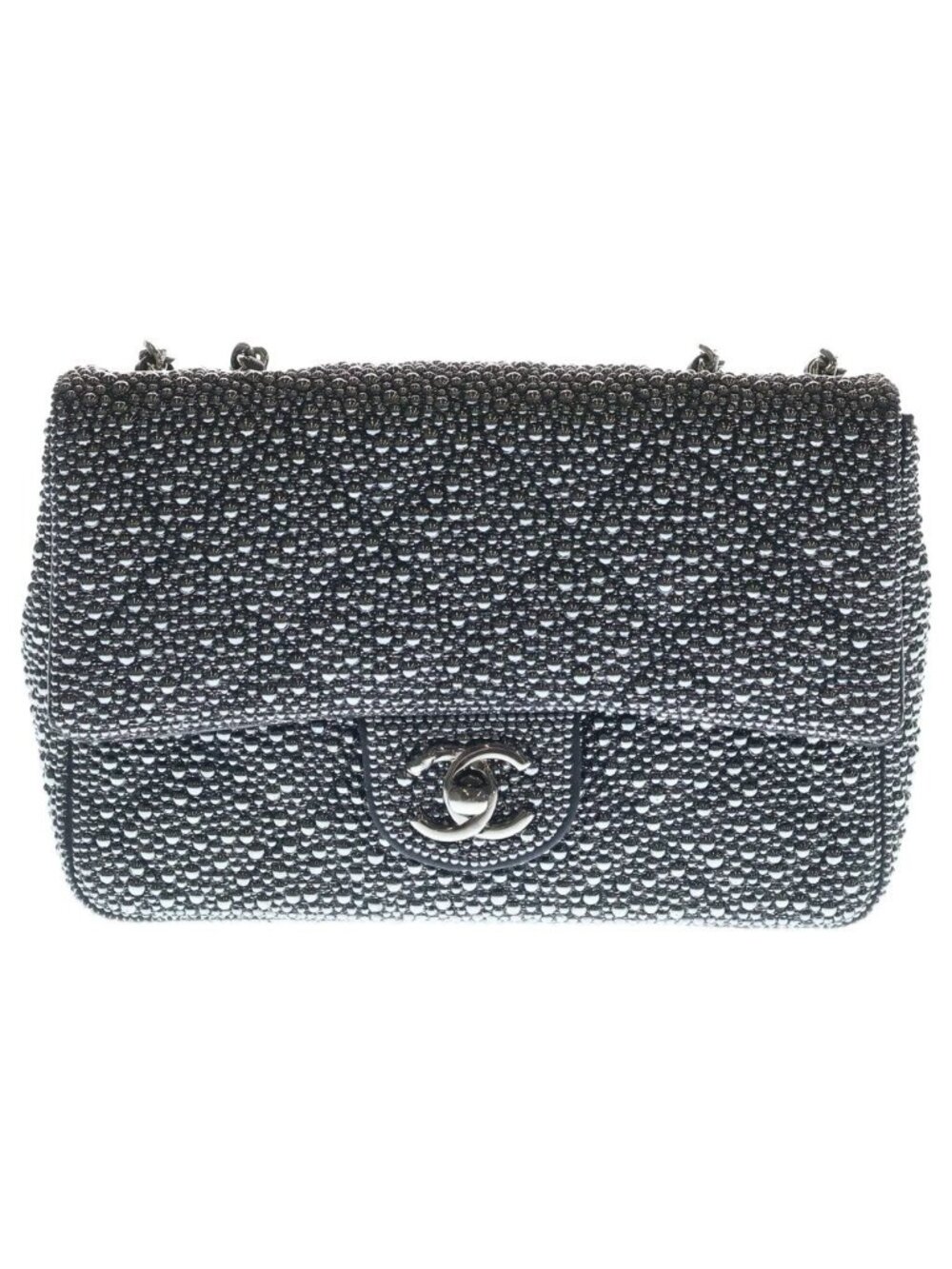 Chanel Pearl Evening Quilted Lambskin Leather S Flap Chain Shoulder Bag Silver